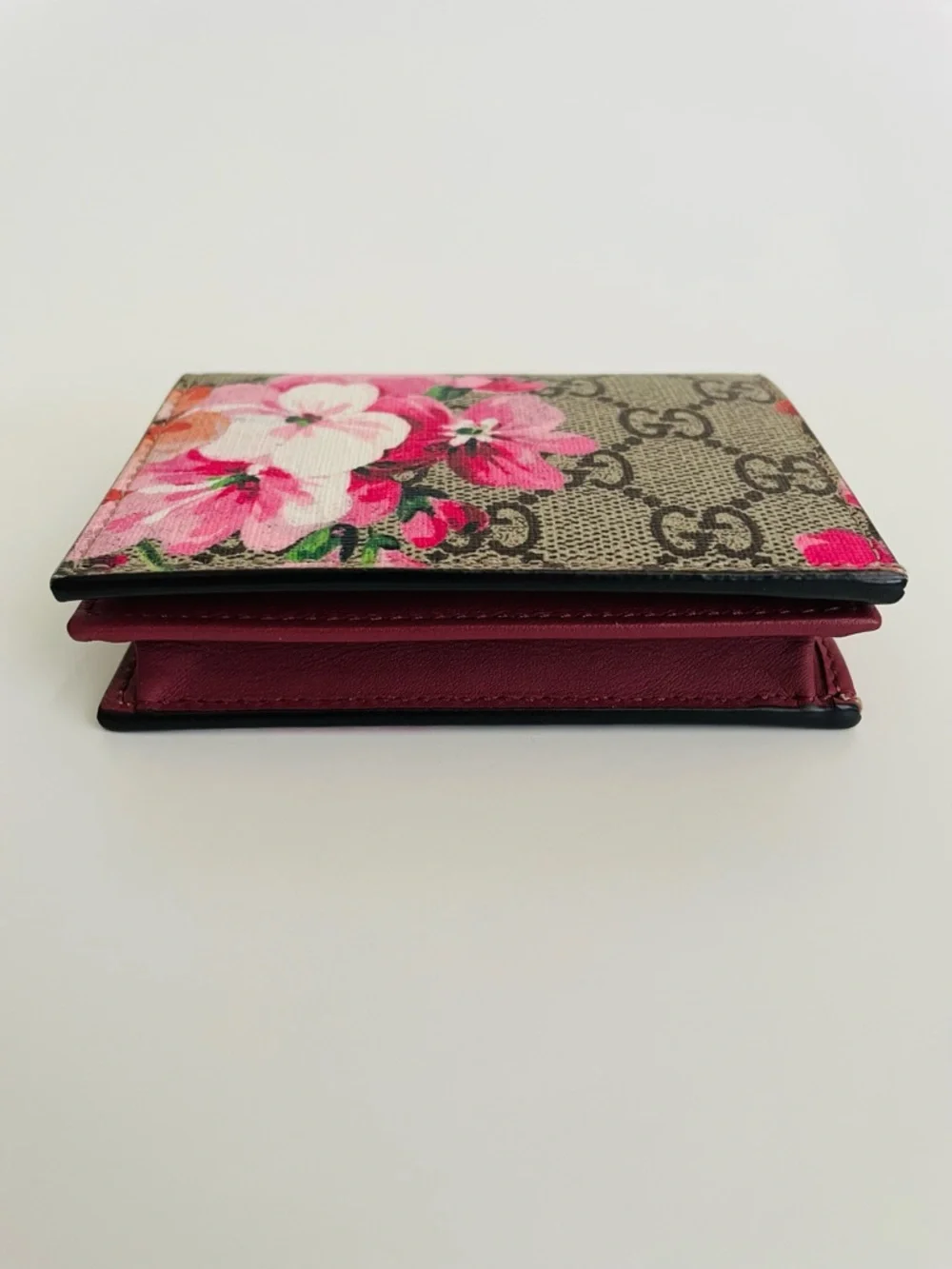 Gucci Beige GG Supreme Monogram Blooms Small Wallet with Pink Floral Print - Picture 4 of 12